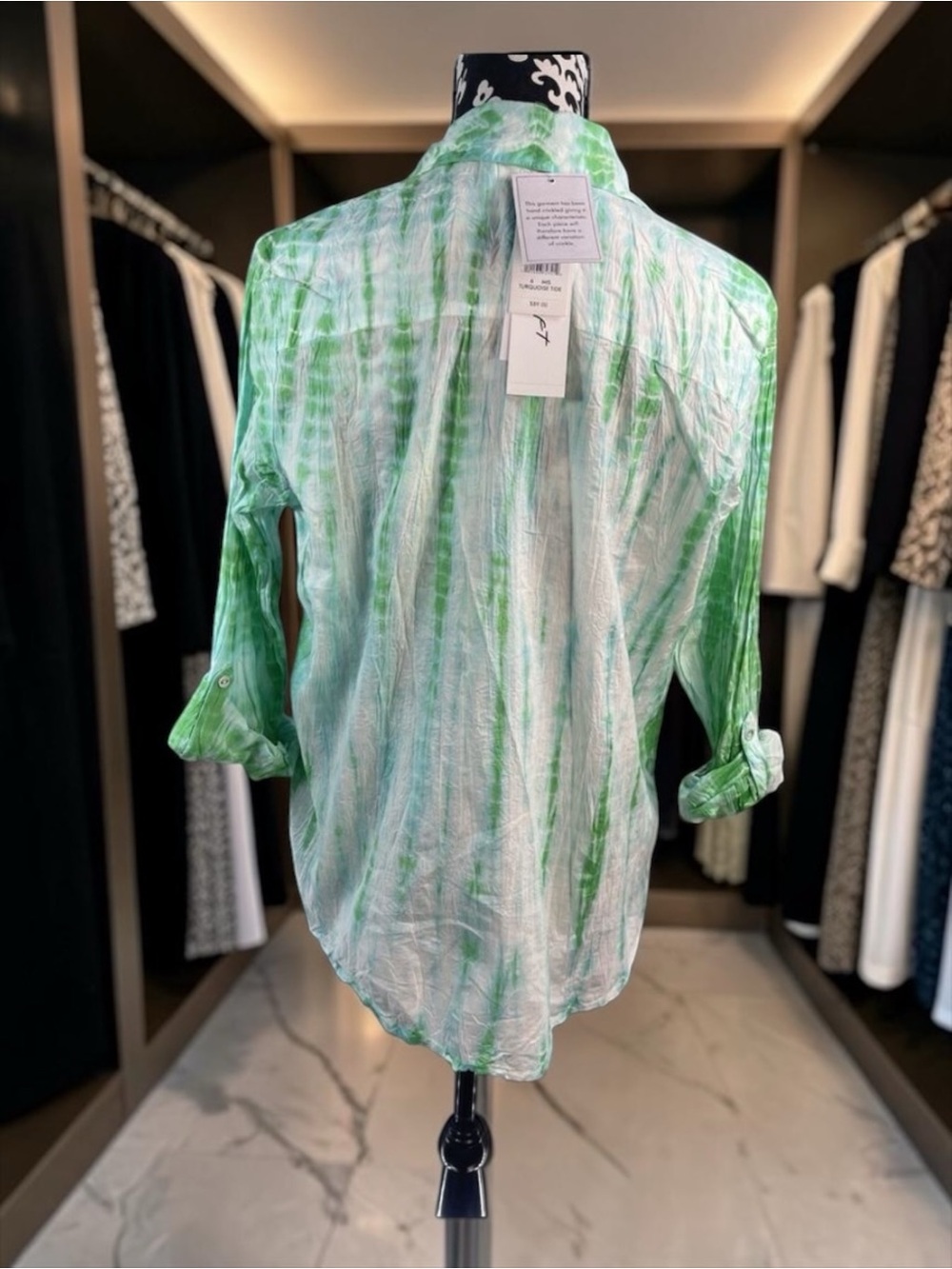 NEW Foxcroft Zoey Tie Dye BOHO Shirt Womens Sz 12 Relaxed Button Up Top All Over - Picture 2 of 8